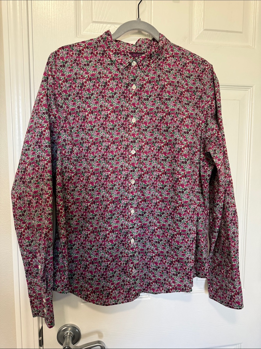 J. Crew Womens Liberty Floral Button-Down Shirt - Magenta & Green Sz 16 EUC